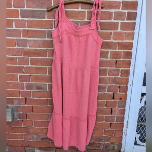 Wonderly Cotton Sleeveless Gauze Tiered Maxi Dress Coral Ruffle Tie Sz Medium